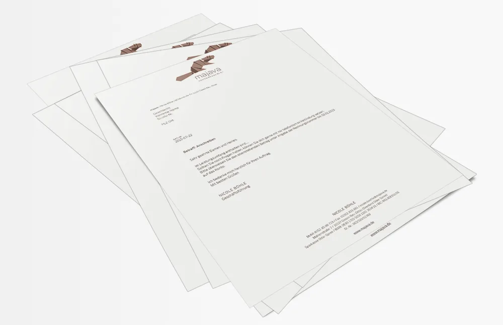 Briefbogen – Logoentwicklung für majava Büromanagement in Stralsund
