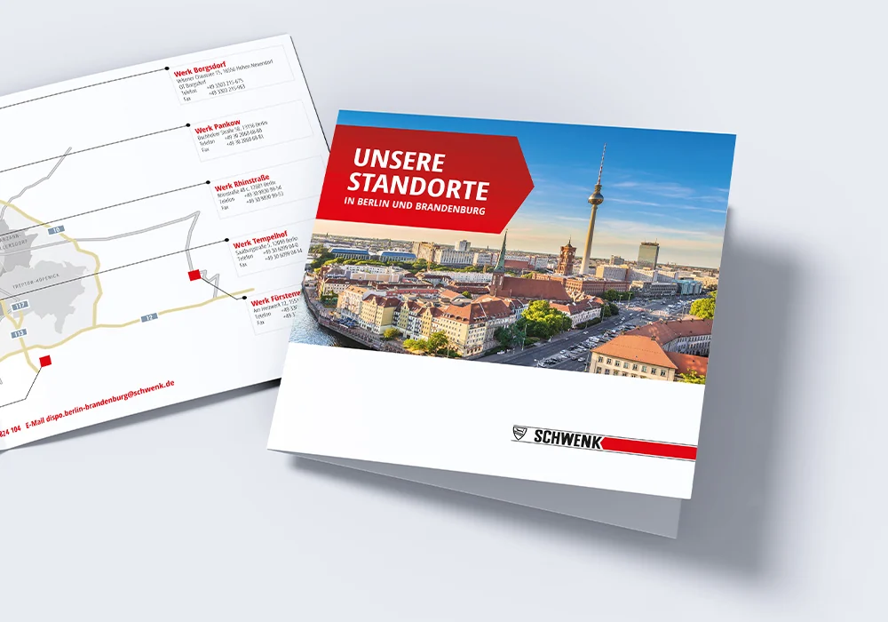 Standortbroschüre für Schwenk mit Karte und Bildstrecke