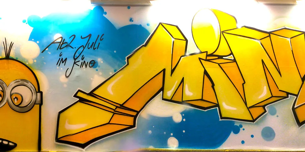 Illustration: Minions-Graffiti zum Kinostart in Berlin