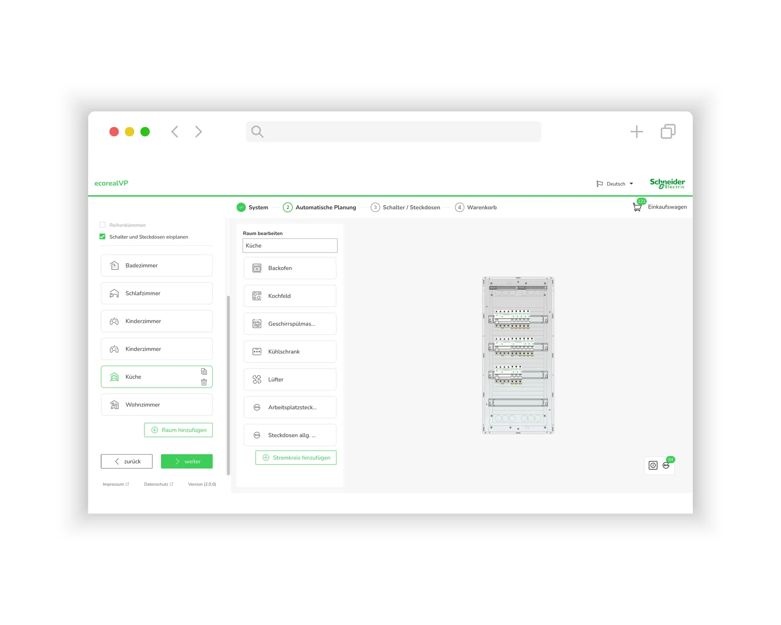 Automatische Planung – ecorealVP Verteilerplatz-Konfigurator für Schneider Electric