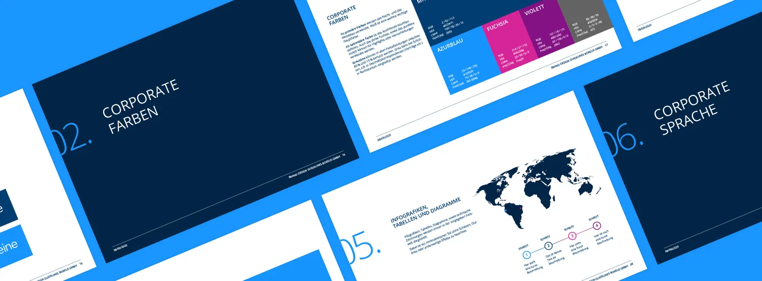Brand Design Guidelines von Boreus – Corporate Farben und Infografiken