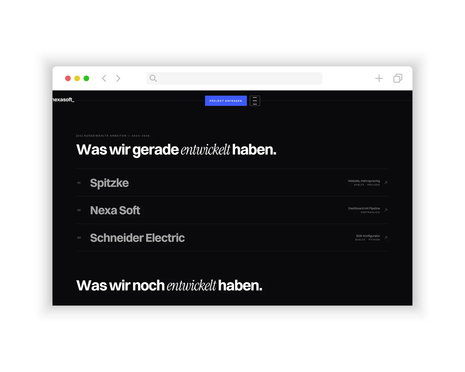 Aktuelle Projekte und Referenzen – Website nexasoft, Webdesign Rostock
