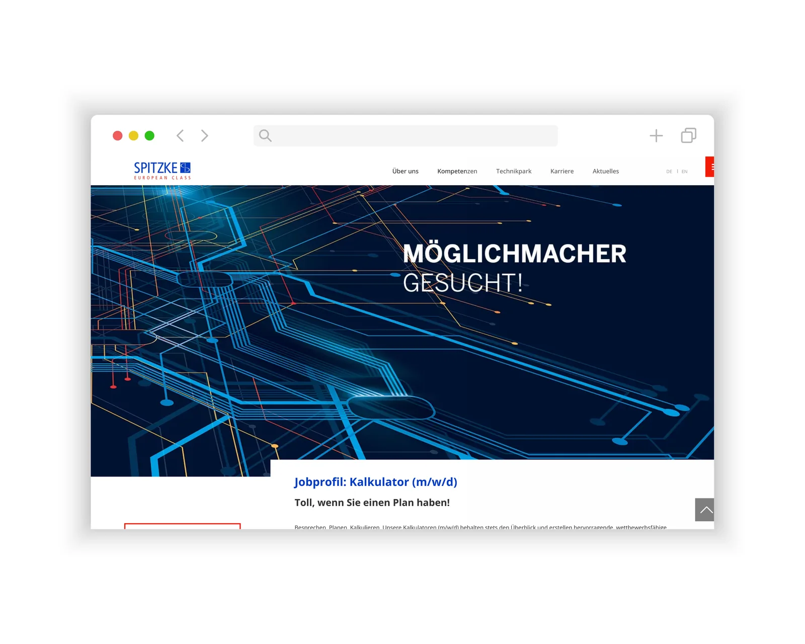 Stellenanzeige Möglichmacher gesucht – Website SPITZKE, Webdesign Großbeeren